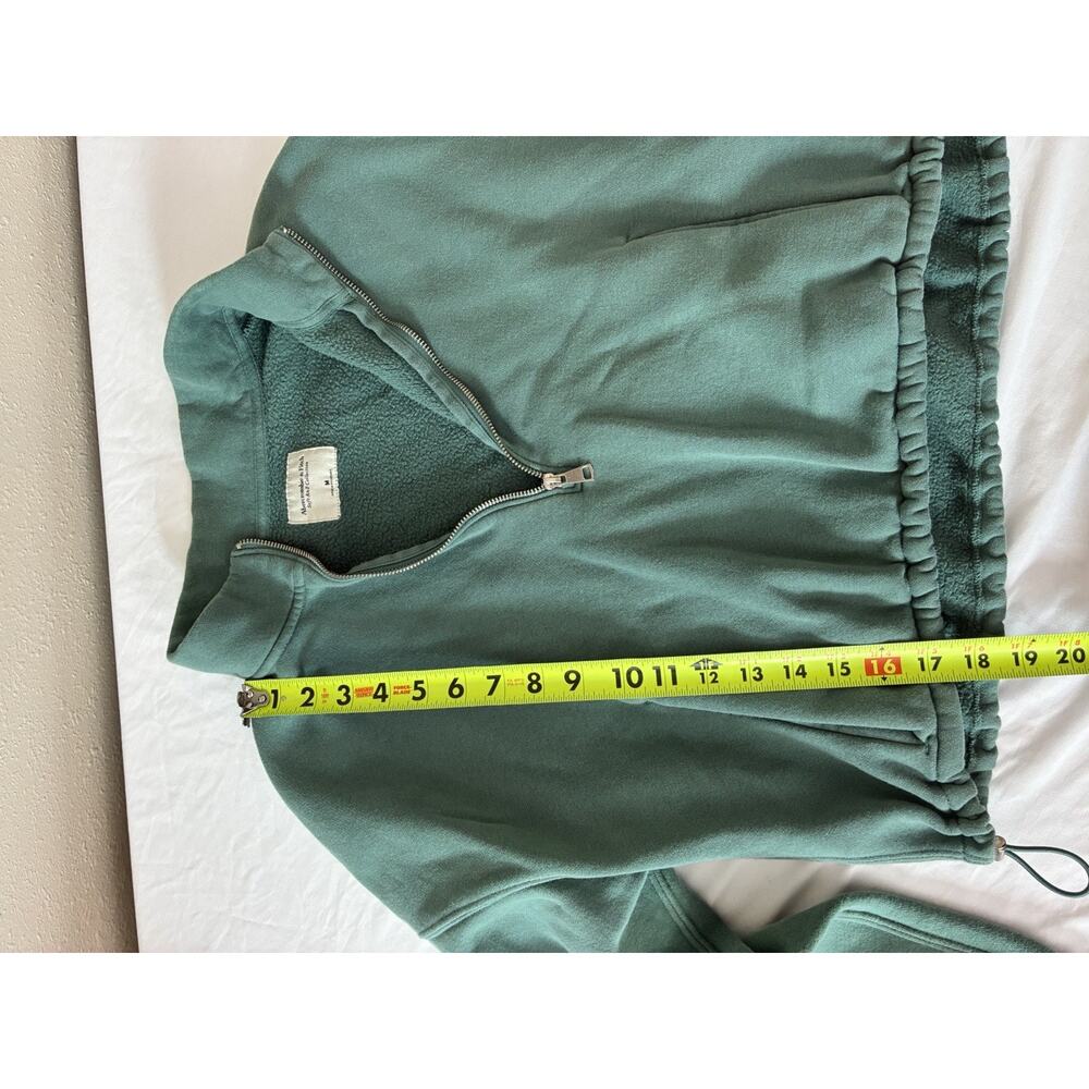 Abercrombie & Fitch Sweatshirt Womens M Teal Quarter Zip Cropped SoftAF Fleece - Picture 5 of 8